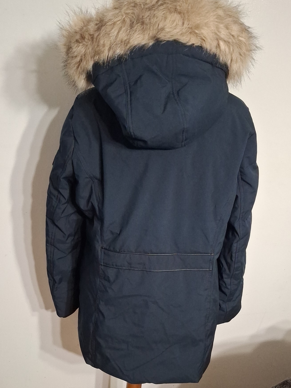 Ralph Lauren/ Navy Puffer Parka with Faux Fur Hood- W Sz Large - Picture 10 of 14